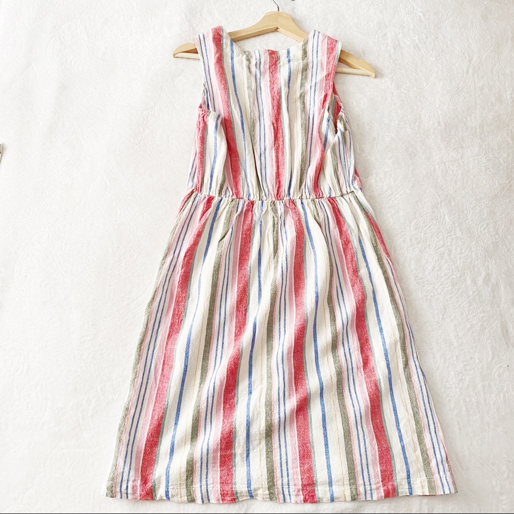 Linen Blend Vertical Stripe Dress with Pockets - Picture 7 of 8